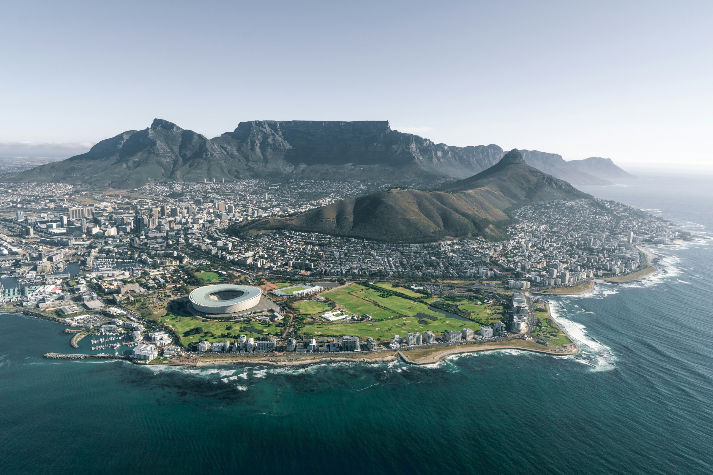 Cape Town coastline and mountains in South Africa